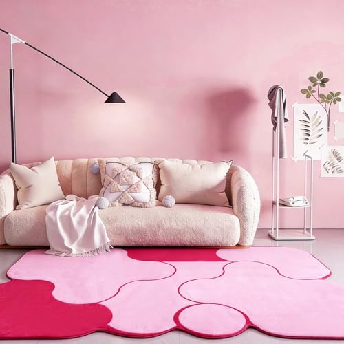 Tapete pequeño rosa claro 5x7, lavable y antideslizante miniatura 3