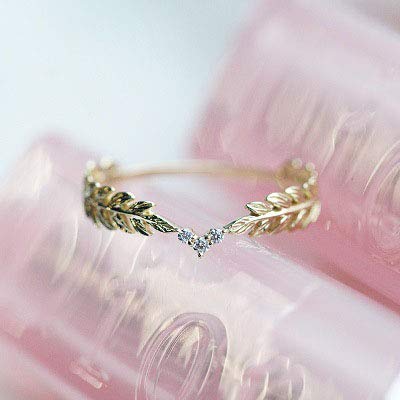 Image of Gold Leaf Ring with Rhinestones Wedding Bridal Accessories Fashion Personalized Folding Tail Ring for Women (7)