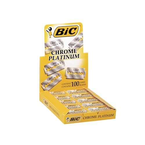 BIC Chrome Platinum Double Edge Safety Razor Disposable Single Blades (100 Pack)
