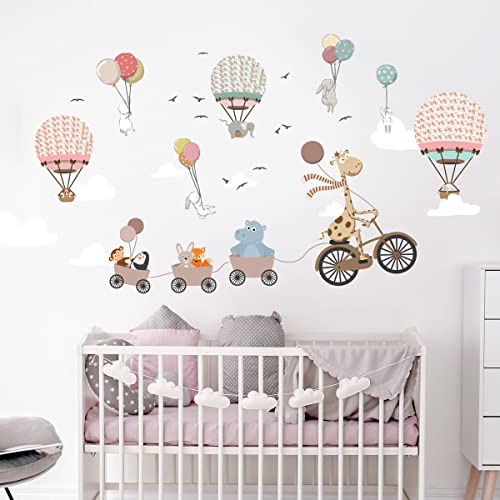 Children's Wall Stickers - Baby Room Decoration - Children's Bedroom Wall Sticker - Animals and Hot Air Balloons - H90 x L60 cm - Image 2