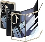 Funda para Samsung Galaxy Z Trifold con Protector de Pantalla, Transparente Crystal Clear Plating Slim Hard PC a Prueba de Golpes Anti-Scratch Full Protective Cáscara para Z Trifold(Oro)