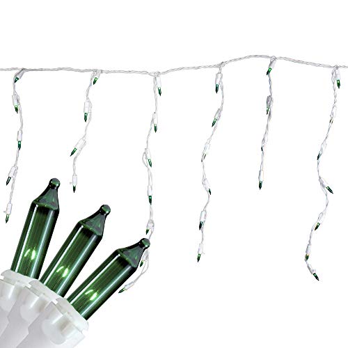 Northlight Mini Icicle Christmas Lights - Incandescent - 3.5' White Wire - Green - 100ct