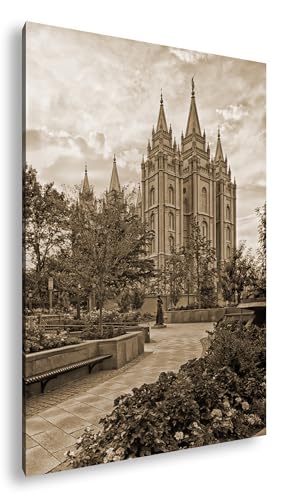 Impression numérique église Utah sépia contre les murs vides : grand format 90x60 cm
