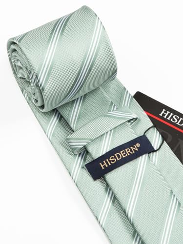 Image of HISDERN Mens Tie Set Classic Woven Ties and Pocket Square Cufflinks Set Formal Business Wedding Neckties Handkerchief