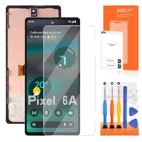 Original for Google Pixel 6A LCD Screen Replacement for Pixel 6A LCD Display GX7AS GB62Z G1AZG Screen Touch Digitizer Assembly Repair Part with FrameOEM with Fingerprint Sensor