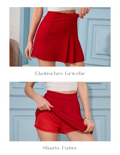 Image of Meetjen Pleated Skirts for Women Mini Elastic High Waist 2025 A Line Skort School Cheerleader Uniform Skater Skirt