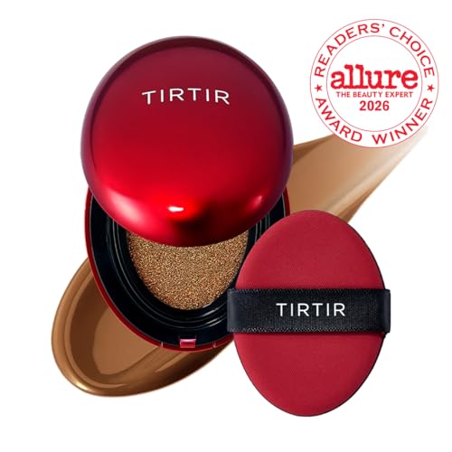Image of TIRTIR Mask Fit Red Cushion Foundation | Full coverage, Weightless, Skin fit, Satin Glow Finish, Korean Makeup BB Foundation, beauty, Tattoo cover up, Buildable (#45N Saddle Brown, 0.63 Fl Oz)