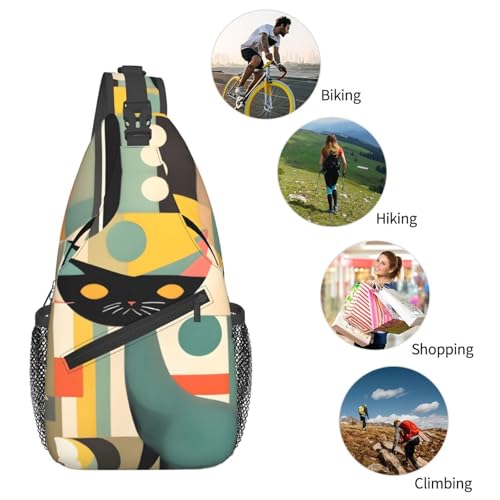 Morrales de senderismo tipo bolso cruzado con estampado de gato miniatura 6