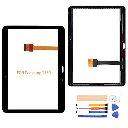 Compatible with Samsung Galaxy T530 Touch Screen Digitizer Glass Replacement,for Samsung Tab 4 10.1 T530 T531 T535 T537A T537V Touch Display Panel Repair Parts Kit,with Tools+Adhesive (Black)