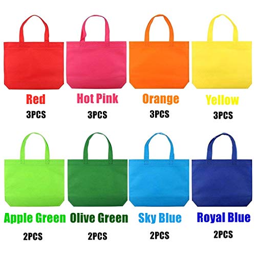 Joersh 20 Pack 13 By 10 Inches Bottom Party Favor Bags For Kids Birthday Favors, Snacks, Toys - Non-Woven Treat Bags With Handles - 8 Rainbow Colors Easter Egg Hunt Basket Bags #TOP6