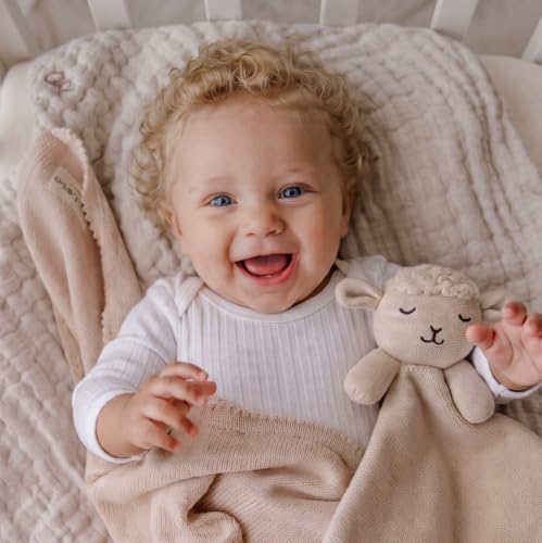 Image of Baby Gift Set - Organic Cotton Newborn Blanket Essentials, Thoughtful Baby Shower & New Baby Gift for Boys & Girls (Lovey - Sheep - Oatmeal)