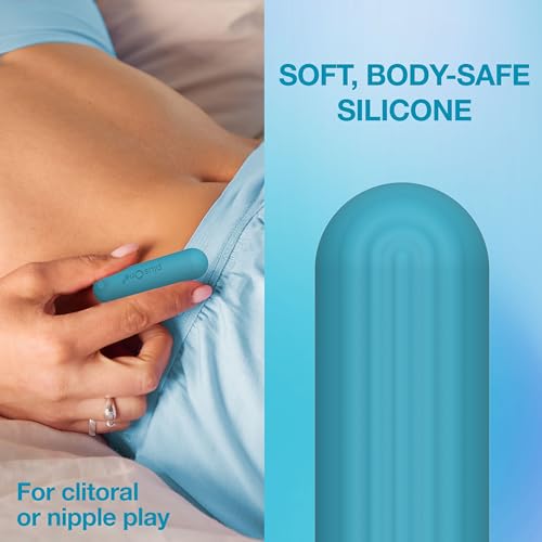 Image of plusOne Bullet Vibrator for Women, Mini Vibrator Made of Body-Safe Silicone, Fully Waterproof, USB Rechargeable, Sex Toy Personal Massager with 10 Vibration Settings, Teal | Sex Toy Personal Massager with 10 vibration settings, Fully Waterproof, USB Rechargeable