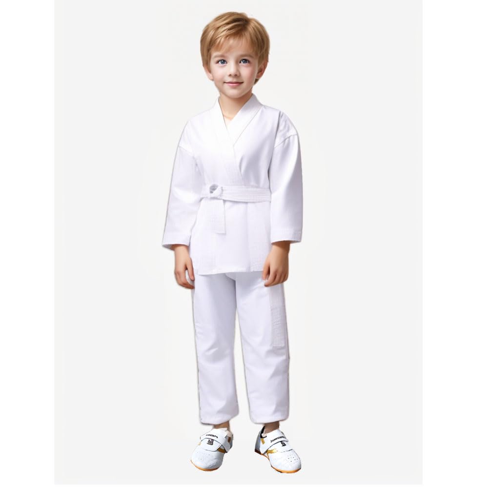 MSMAX Uniforme di karate per bambini, studenti, arti marziali, allenamento, con cintura, per judo e karate, taekwondo, jiu jitsu