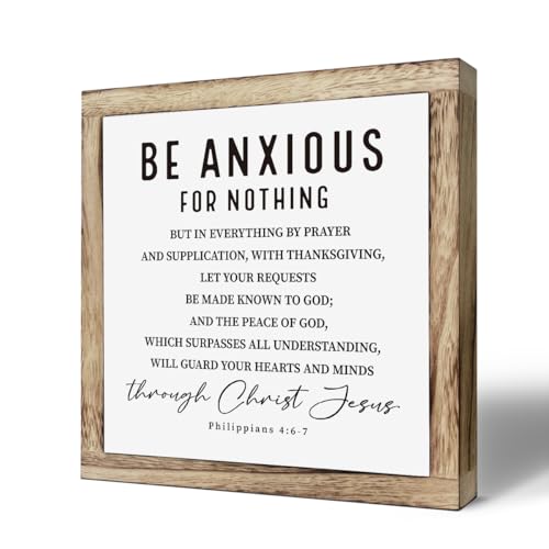 Scripture Sign - Be Anxious for Nothing, Wooden Plaque, Christian