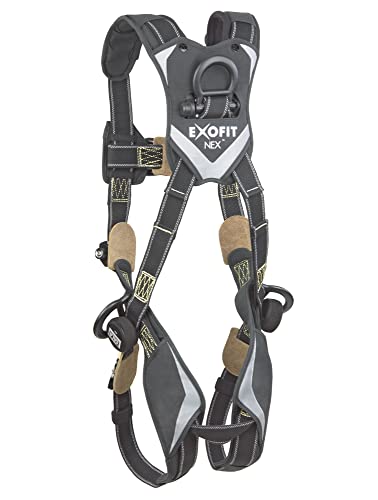 Image of 3M DBI-SALA ExoFit NEX 1113332 Full Body Arc Flash Climbing Harness, 4 PVC Coated Alum. D-Rings, Nomex /Kevlar Web, Comfort Padding, Locking QC Leg Straps, Large, Black