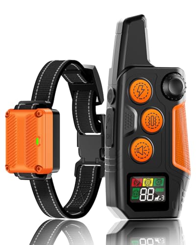 WLLNEE Dog Shock Collar with Remote Control 3300FT Range IPX7 Waterproof Rechargeable E Training Collar for Dogs Training 3 Modes for 5-120lbs Small Medium Large Dogs
