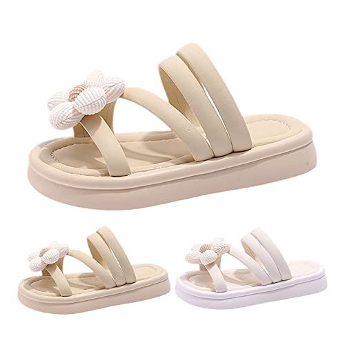 sfdgfhyf Toddler Girls Comfortable Shoes Summer Girls Outdoor Slippers 3d Flowers Decorated Open Toe Sandals Beach Shoes2