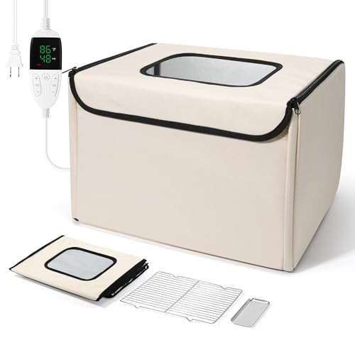 LIFVCNT Bread Proofer & Dough Proofing Box – Foldable Sourdough Fermentation Box with Adjustable Temperature (68–132℉), 0–99H Timer, Metal Rack & Water Tray – Ideal for Yogurt, Pizza, Bread Baking