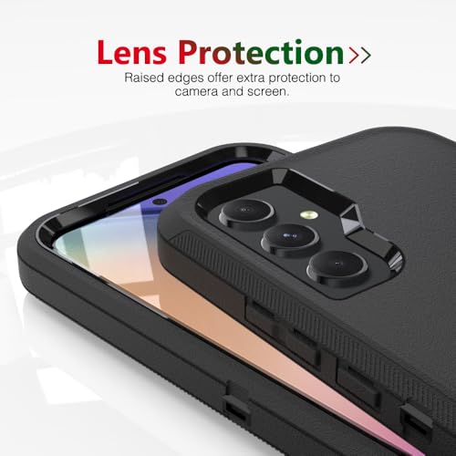 Image of Case for Galaxy A54, Heavy-Duty Tough Rugged Shockproof Drop Protective Cover Cases for Samsung Galaxy A54, Black