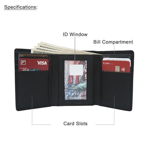 VANSI Genuine Leather Modern TriFold Design Wallet and Card Holder for Men (BLACK)4