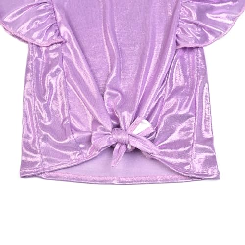 Mirawise Girls Shirts Metallic Tops Clothes Tshirt Ruffle Short Sleeve Tee Size 6-144