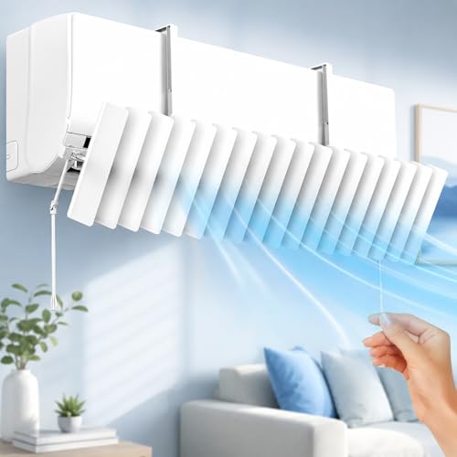 Deflector de Aire Acondicionado Split de Pared, Desviador Ajustable 360° para Evitar Aire Directo, Doble Guía de Aire, Sin Taladrar, Altura y Ángulo Regulables, para Frío y Calor