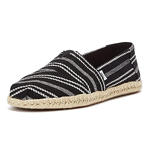 TOMS Women's Alpargata Rope Loafer Flat, Black Stripe, 7 UK