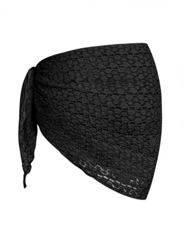 Image of ZAFUL Sarong Coverups for Women Beach Vacation Fishnet See Thru Tie Side Bathing Suit Cover Up Mini Skirt
