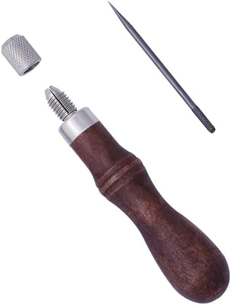 DIY Leather Craft Tools Handle 4 In 1 Stitching Lacing Scratch Awl Tool Hardwood Handle Leathercraft Stitching Sewing Tools|Sewing| - - (Color: Q)