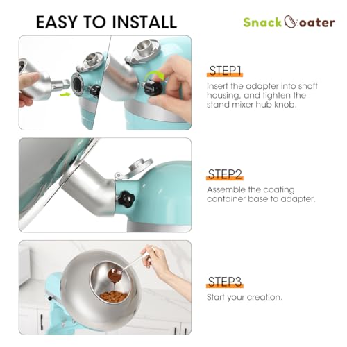 Image of Aieve Snack Coater Compatible with KitchenAid Bowl-Lift Stand Mixer for Making Chocolate Covered Almonds, Pistachio, Peanut, Freeze Dried Strawberry, Raisin, Macadamia Nuts and Blueberry