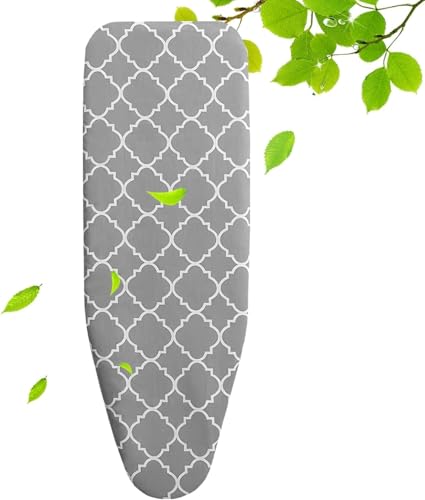 Drawstring Cotton Ironing Board Cover with Pad Heat Resistant & Non-slip Iron Board Cover for Home Use Breathable and Washable 43x13 Inches Classic Grid