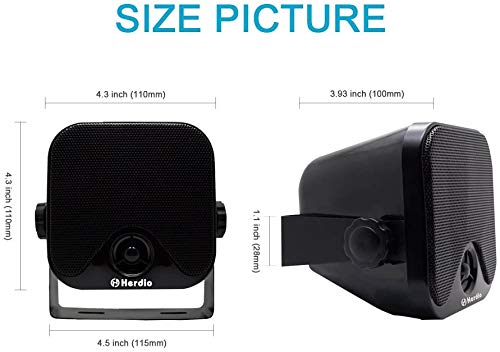 Herdio HS-61B 4 Inches Heavy Duty Waterproof Boat Marine Box Outdoor Speakers Surface Mounted For Skid Steer Atv Utv Rzr Golf Cart Tractor Powersports Boat Truck Jeep thumb #1