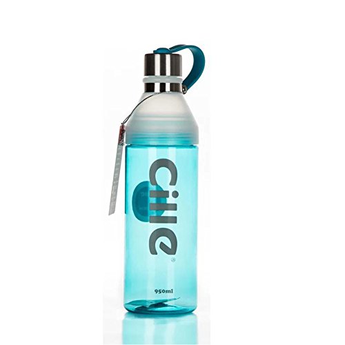 Chinashow 23 oz Great Plastic Sports Water Bottle Frosted Transparent Leak Proof Water Bottle with Portable Rope[blue]
