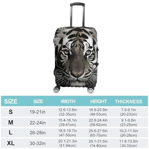 Black And White Tiger Luggage Cover, Washable Elastic Suitcase Cover Protector Fit 18-32 Inch Luggage2