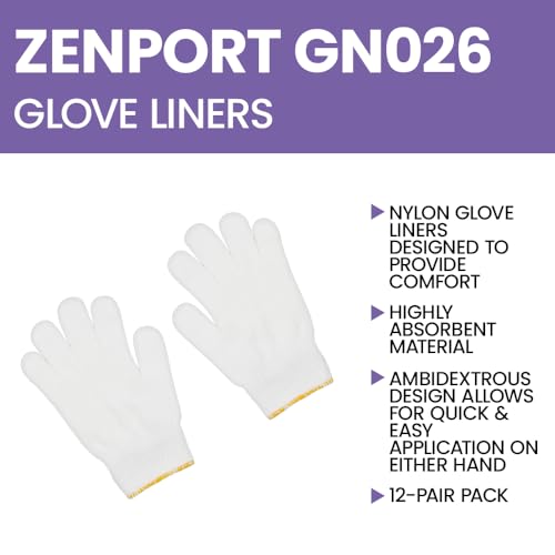 Zenport GN026 10 Gram Tetoron Poly Fiber Full Finger Glove Liners, 12-Pair3