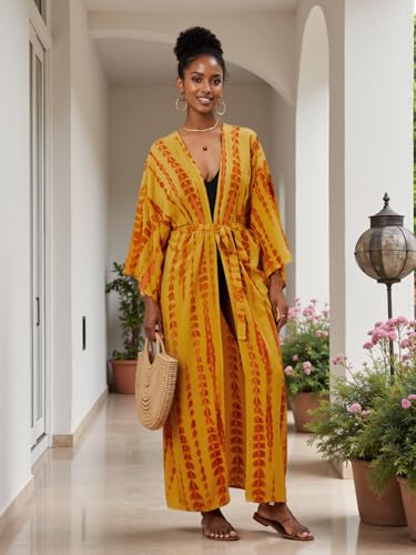 Image of Women's Kimono Cover Up Long Beach Dress Swimsuit Cover Ups Colorful Cardigan Lightweight Robe for Swimwear