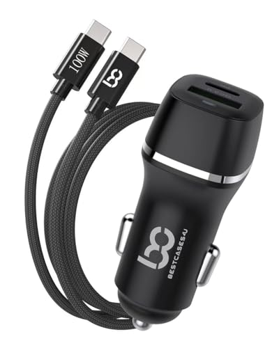 NWNK13 - Caricabatterie da auto veloce per Huawei P40 Lite caricabatterie da auto 2 porte USB per ricarica rapida 3,4 A con cavo USB tipo C da 1 m, cavo ad alta velocità (nero)