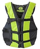 Hardcore Life Jacket Paddle Vest; Coast Guard Approved Type III PFD Life Vest Flotation Device; Jet ski, Wakeboard, Kayak; Ideal Extra Life Jacket for Your Pontoon Boat Neon Yellow (.Adult Universal)