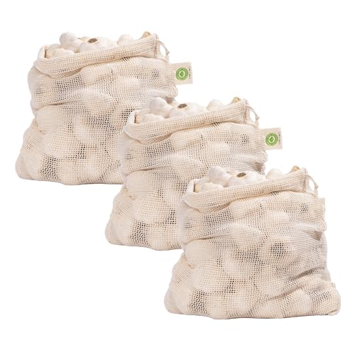 Organic Cotton Garlic Storage Bags (3 Large)