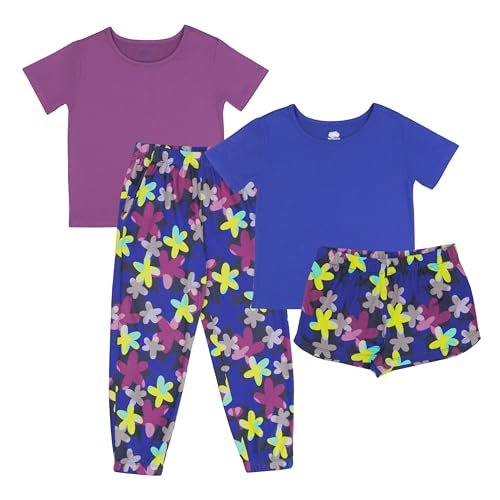 Fruit of the Loom girls Getaway Loose Fit 4-piece Pajama Set