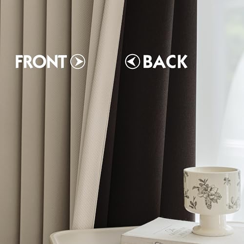 Image of FMFUNCTEX 100% Blackout Black Curtains 84 Inches for Bedroom, 2 Panels
