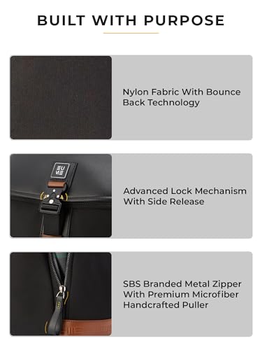 Image of EUME Zorain Premium Laptop Backpack for Men & Women | 15.6 Inch Laptop Sleeve | 27L Water Resistant Nylon & Microfiber Vegan Leather | Lightweight & Multipurpose | For Office Work & Travel