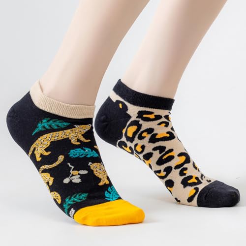 Image of 2 Pairs Funny Cartoon Animal Print Cotton Ankle Socks for Women Teens