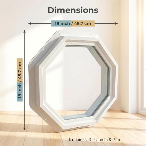 Ventana octogonal de vinilo con vidrio templado de baja emisividad de 18x18 3