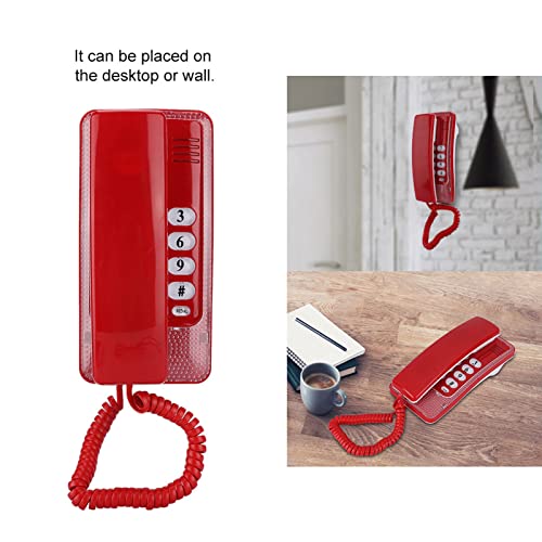 Analoges Telefon, Heimtelefone Mit Kabel, Haustelefon Mit elastischem Kabel, Festnetztelefone Wandmontage, Festnetztelefon-Verlängerung, Keine Anrufer-ID Telefon zu Hause für Hotelfamilie(Rot)