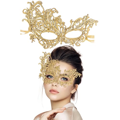 FunMular Masquerade Mask for Women Lace Masks Venetian Masquerade Party Costume Party Halloween Carnival Fit for Adults Soft