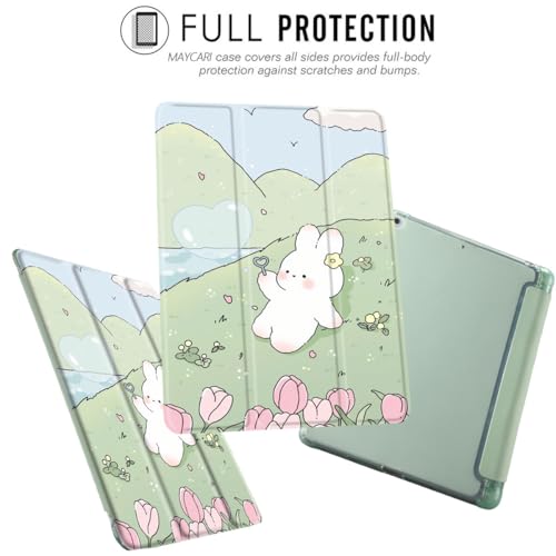 Coque iPad 7e génération anti-rayure verte avec compartiment pour stylet