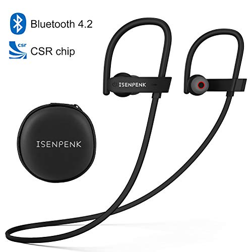 Esolom Auriculares Bluetooth In-Ear Sport, Resistentes al Sudor, Inalámbricos, con Micrófono, Bluetooth 4.2, Reducción de Ruido, Auriculares Estéreo HiFi, con 10Horas de Juego para iPhone Android