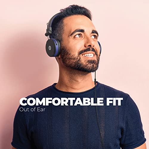 Muveacoustics Over Ear Headphones Wired - Wired Over The Ear Headphones Recording Headphone & In-Ear Audio Monitors Studio Headset Corded 3.5Mm Bass Music For Podcast Tv Pc Computer Gym, Impulse Blue #TOP5