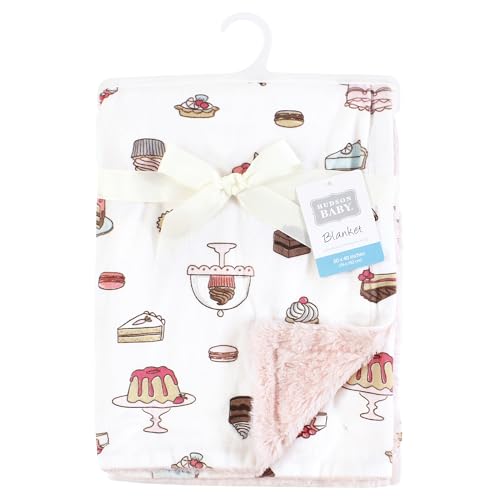 Image of Hudson Baby Infant Girl Plush Blanket with Furry Binding and Back, Sweet Bakery, One Size